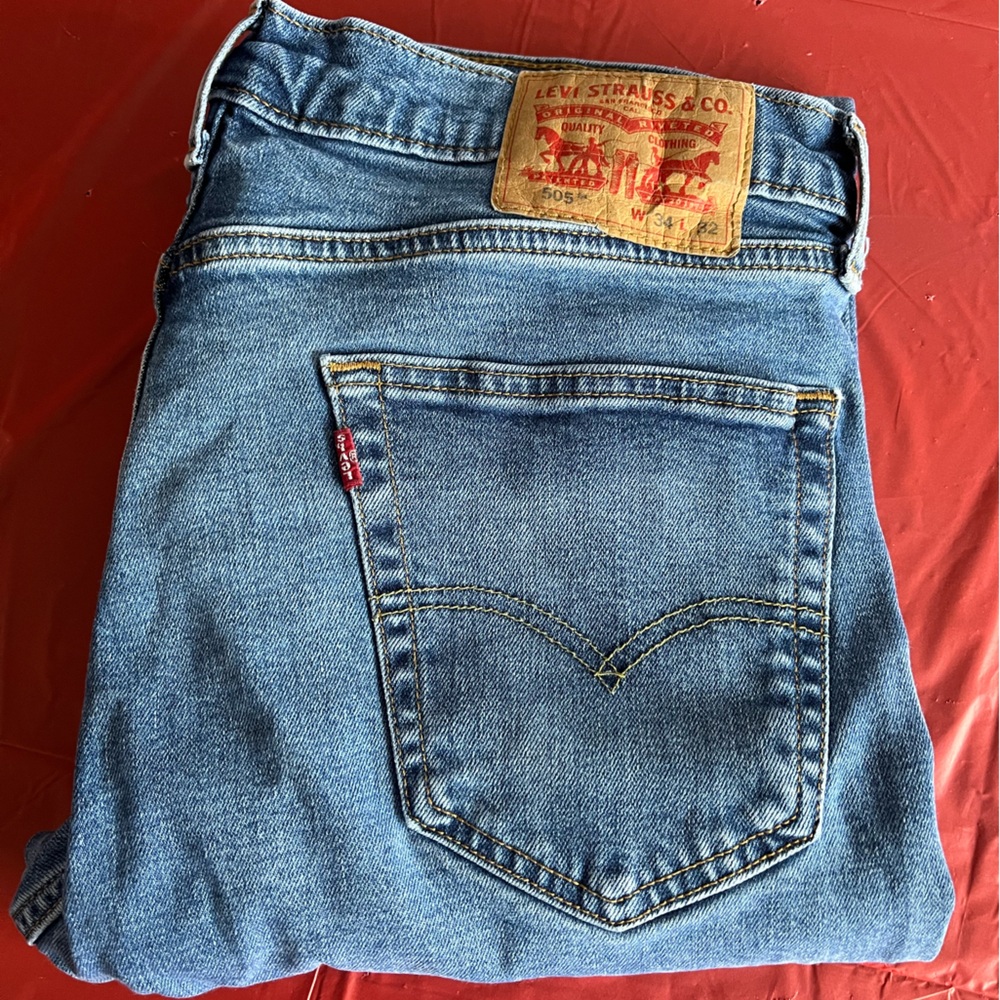Levi’s 505 Regular Fit Jeans 34x32 Blue Straight Leg Denim